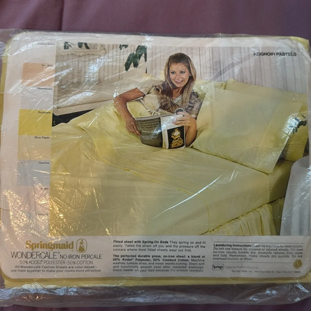 Springmaid Yellow Wondercale Sheet Twin vintage